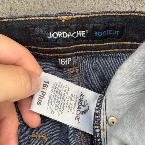 Jordache Womens 16 1/2 Plus Bootcut Jeans Dark Wash Glitter‎ Sparkle Denim - Picture 2 of 8